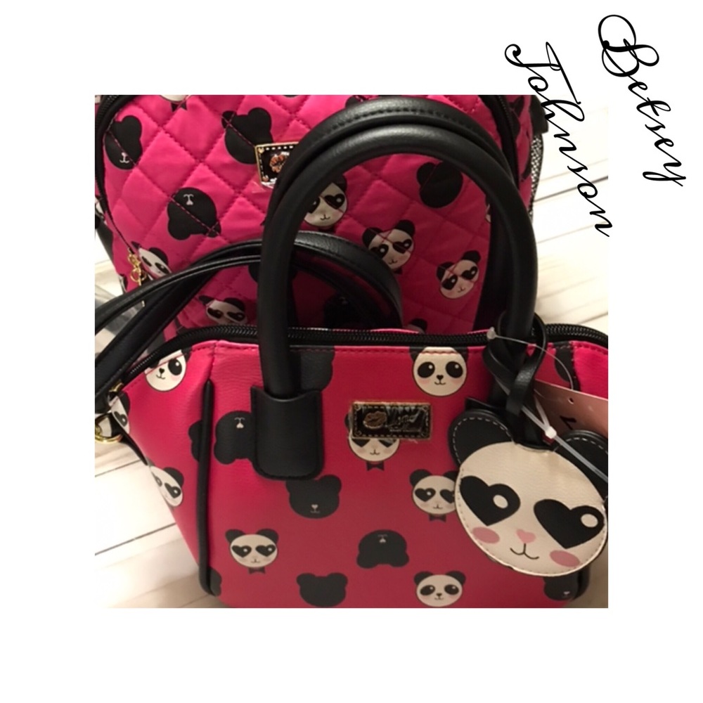🌺Betsey Johnson Panda Face Backpack Shoulder Bag.